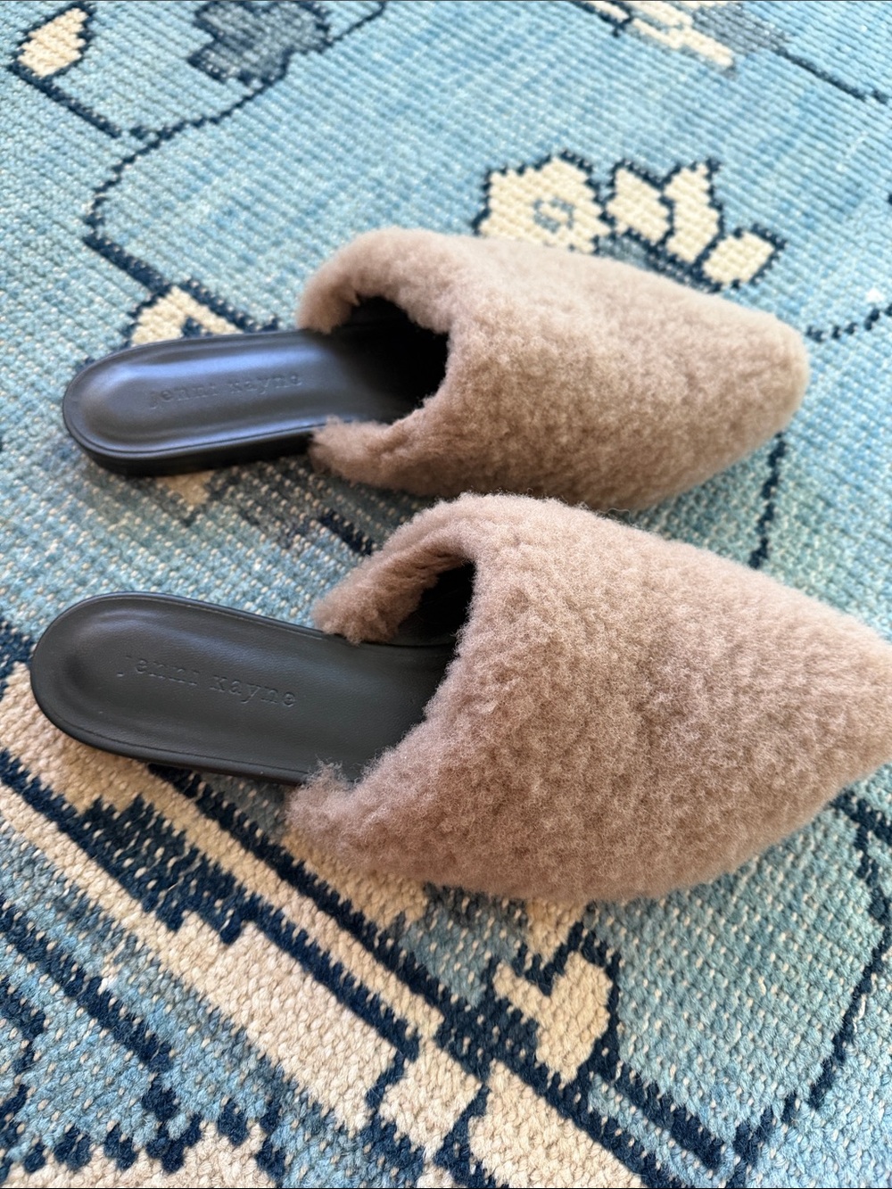 Jenni Kayne Taupe Shearling Slide Mules